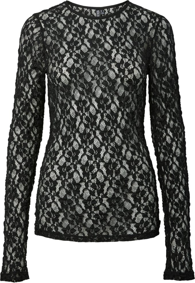 PIECES - PCHAZEL LS LACE TOP JRS NOOS - Dames - Blouses