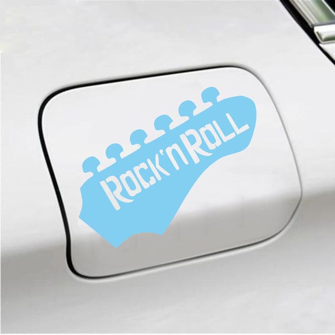 Bumpersticker - Rock N Roll - 10,7 X 14,8 - Licht Blauw
