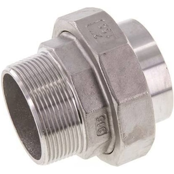 Rechte Aansluiting R2'' Buitendraad X 60.3mm Laseinde RVS Conische Afdichting 16bar