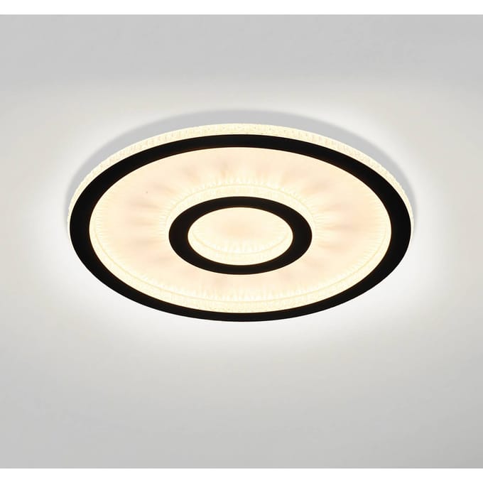 Searchlight LED plafondlamp Roundel, wit/zwart, Ø 35 cm, ijzer/acryl