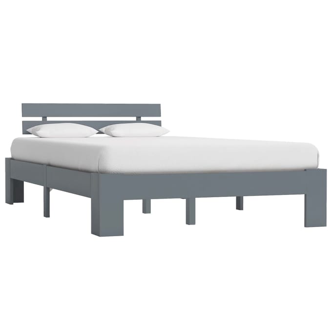 vidaXL - Bedframe - massief - grenenhout - grijs - 140x200 - cm