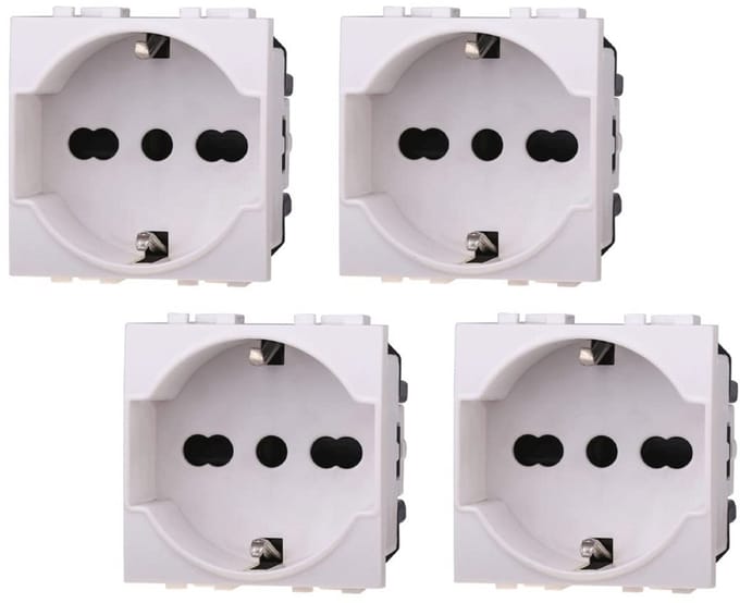Schuko-stopcontact 2P+T 16A - 4 Stuks, Wit