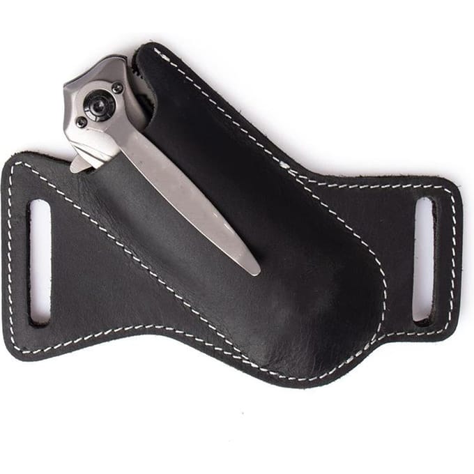 Gaine de couteau en cuir faite à la main, porte-couteau pliant de poche, porte-couteaux à tirage Compact, pochette à outils EDC marron pour ceinture black
