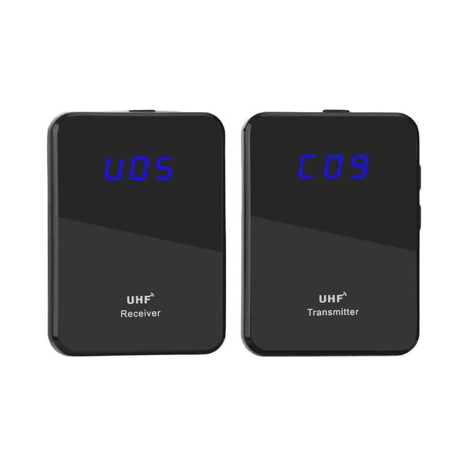 Draadloos Oortje Monitor Zendingssysteem UHF Zender en Ontvanger Plug en Play Ruis black