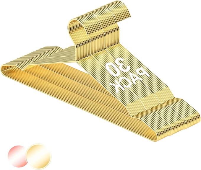 Metalen kleerhangers - ruimtebesparend - 30 stuks - goud