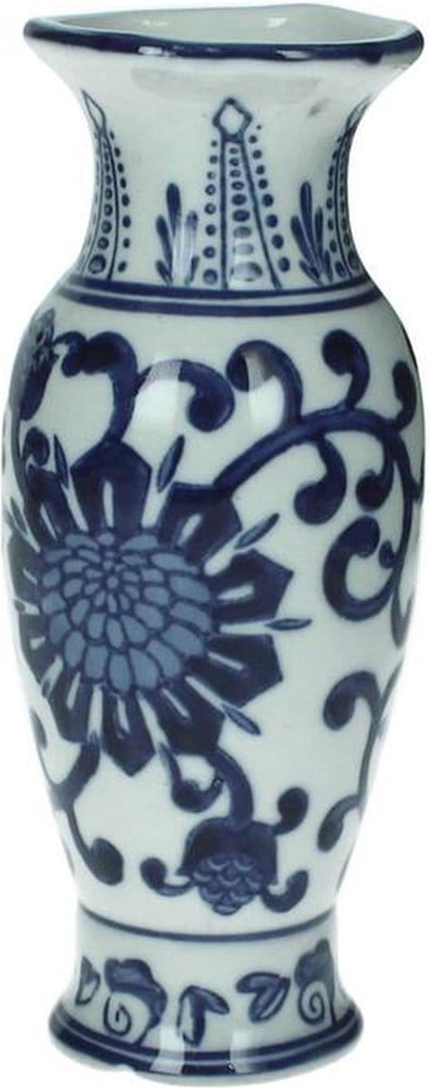 Kruiken En Flessen - Vase Porcelain Blue/white 7x7x17.5cm