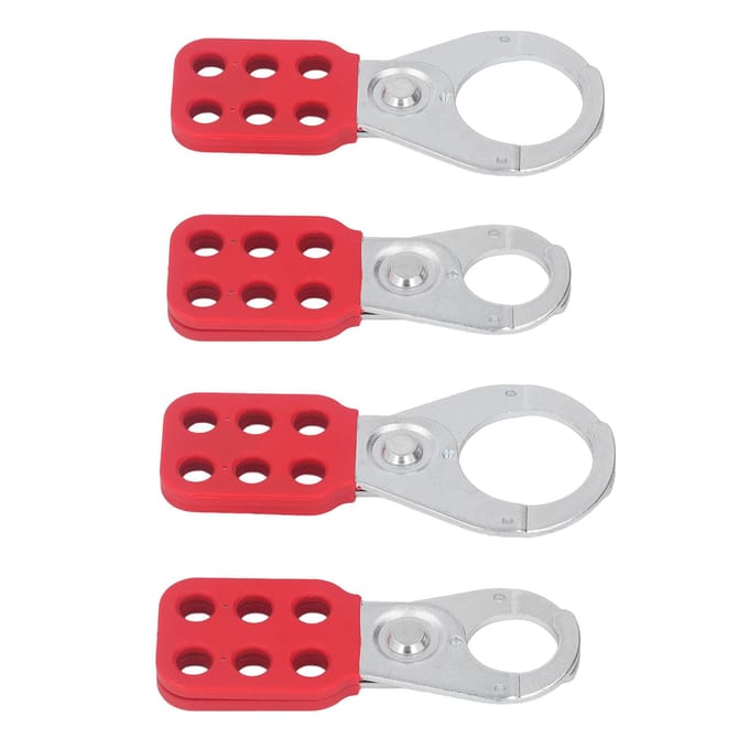 2 Sets Lock Out Hasps 6 Gaten Interlock Hasp Nylon Handvat Staal Industrieel Veiligheidshasp 1in 1.5in white