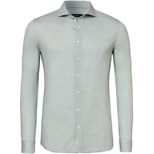 Desoto Luxury Overhemd Zig Zag Artwork Pattern Geel-Wit / male