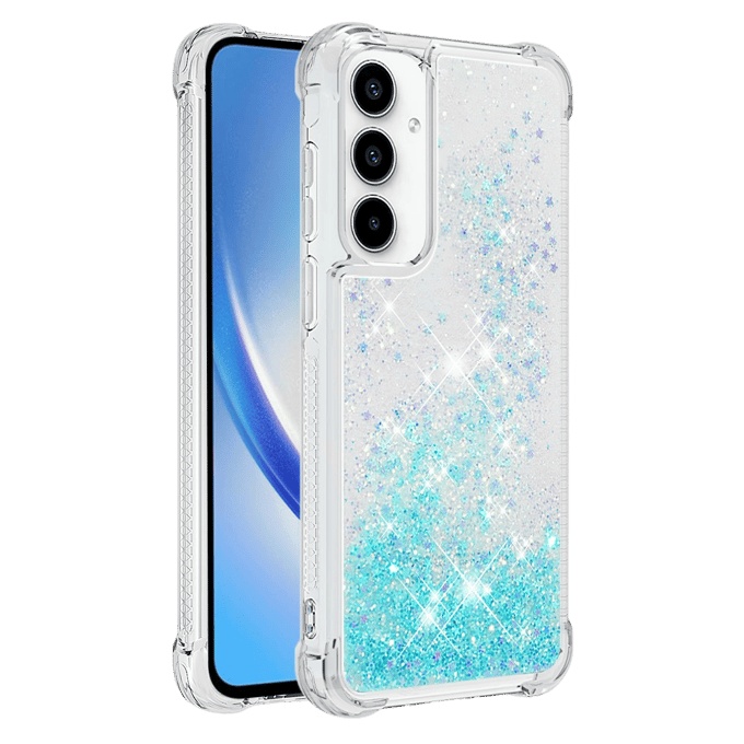Mocaa Samsung Galaxy A55 5G Valbestendig Glitter Hoesje Blauw