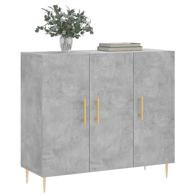 vidaXL - Dressoir - 90x34x80 - cm - bewerkt - hout - betongrijs