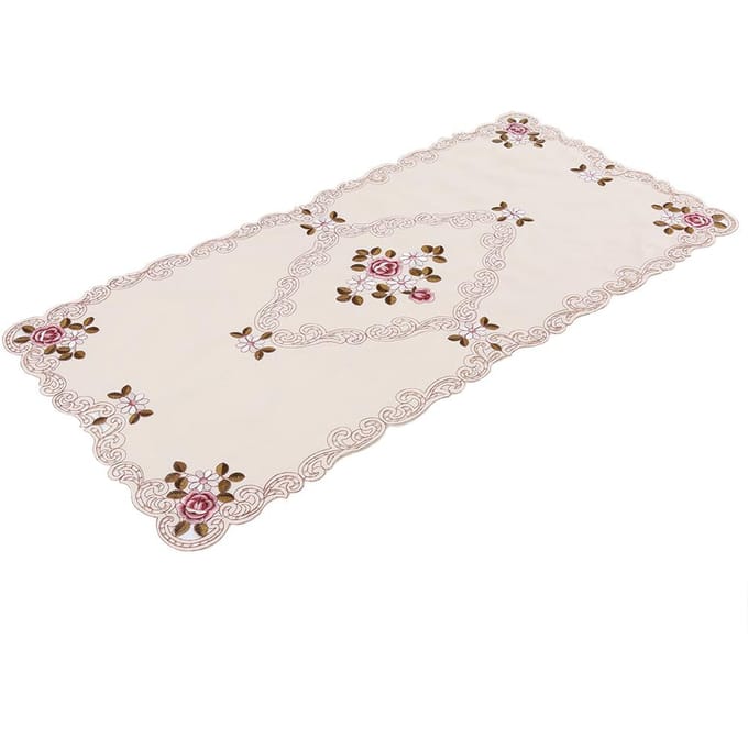 Nappe gracieuse Broderie européenne Couvre-table Floral Chemin de table Rectangle 60 x 120 cm white