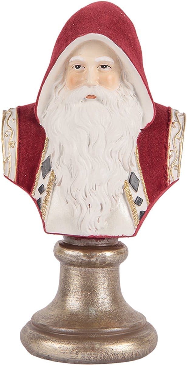 Clayre & Eef Kerstdecoratie Beeld Kerstman 10x9x19 cm Rood Kunststof