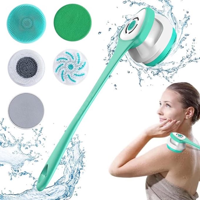 Body Brush Bath Brush Back Brush 5 Attachments - Long Handle Ip67