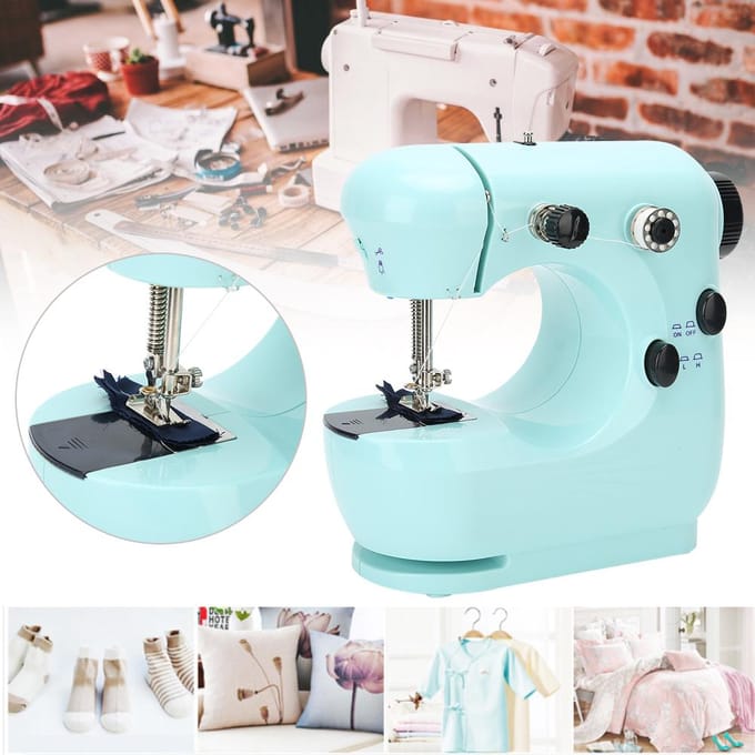 Draagbare Tafel Naaimachine Herstellen Multifunctioneel Thuis DIY Borduurwerk Tool 100‑240V US Stekker US Plug white