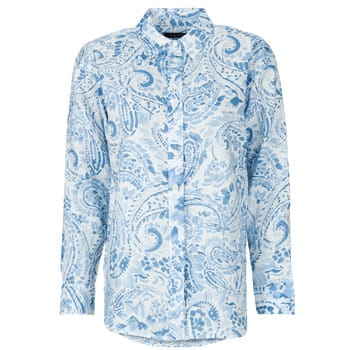 relaxed fit linnen blouse van puur linnen met all-over motief