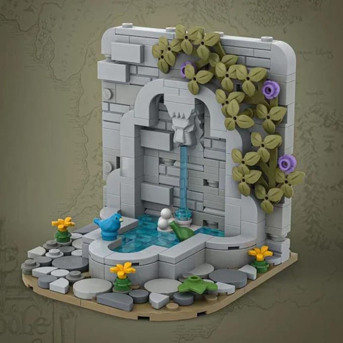 Briques de Construction de Château Médiéval Mur de Château Fontaine Technologie Blocs Modulaires Cadeaux Jouets de Noël Ensembles DIY Assemblage