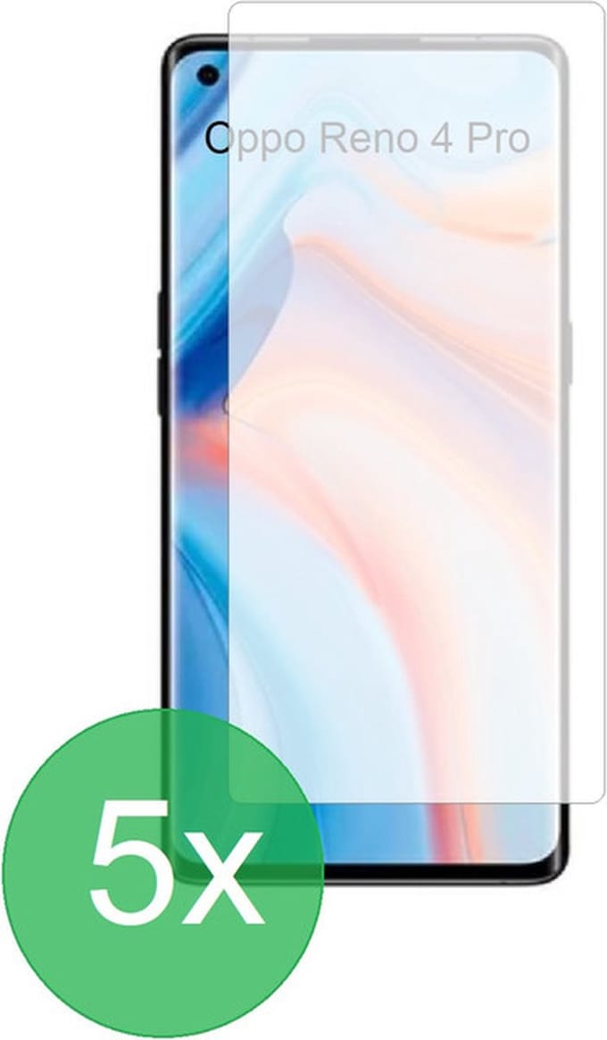 Screenprotector 5x Geschikt voor Oppo Reno4 Pro - screen protector - glas - bescherm - beschermglas - ZT Accessoires