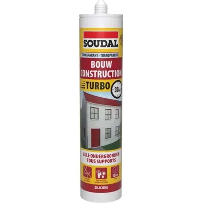 Soudal Bouwsiliconenkit Turbo Transparant 290ml