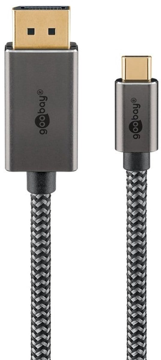 USB-C naar DisplayPort kabel - 4K 60Hz - Pro - 2 meter - Zwart/Zilver