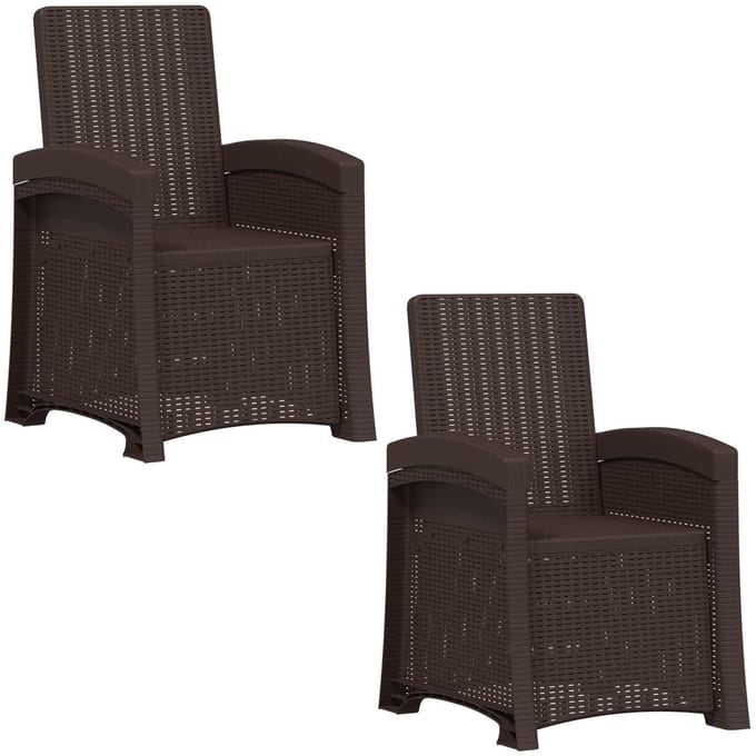 vidaXL - Ligstoel - Rieten - Look - 2 - st - Bruin - PP