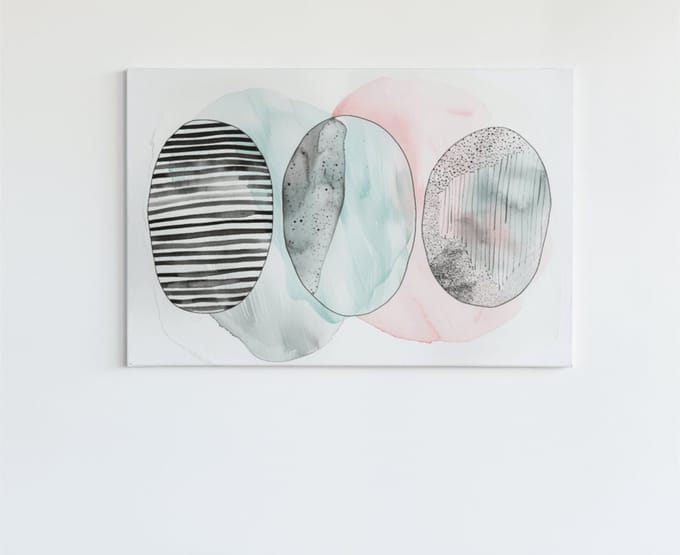 Canvas Schilderij - Abstracte Aquarel - Kunst - Wanddecoratie - 90x60x2 cm