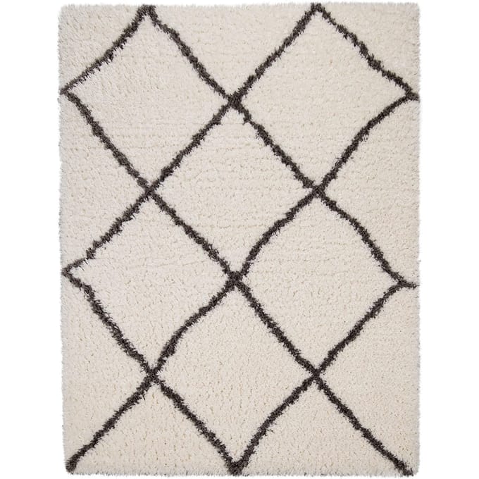 Hoogpolig tapijt Mahara beige 60x90 cm