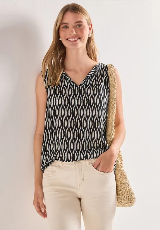 Top met structuurmix en print