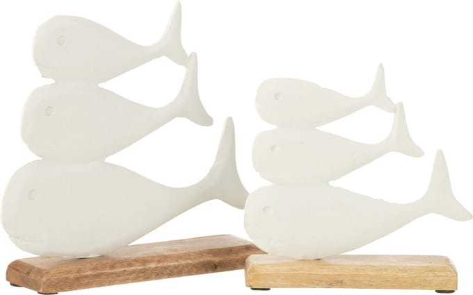 J-Line decoratie Walvis Op Voet - aluminium - wit - large