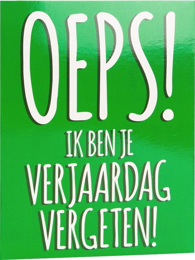 Paper Dreams Wenskaart Oeps! Vergeten! 16 X 12,5 Cm Groen