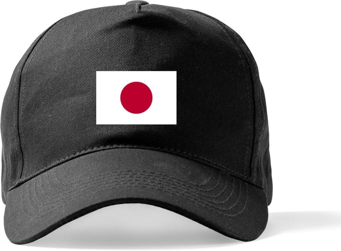 Zwarte Pet Beechfield met Wereldvlaggen, land Japan klittenbandsluiting