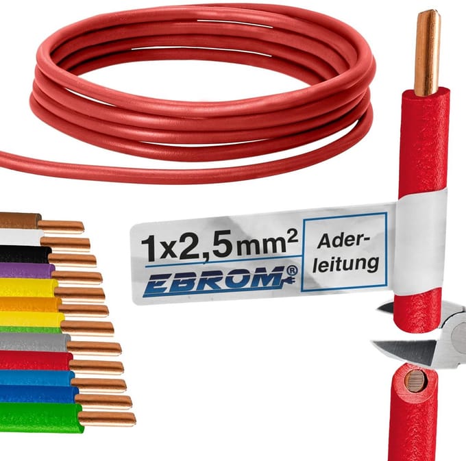 Enkele Stofkabel H07V-U 2,5 mm2 PVC Elektrische Aderleiding