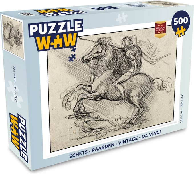 Puzzel Schets - Paarden - Vintage - Da Vinci - Legpuzzel - Puzzel 500 stukjes