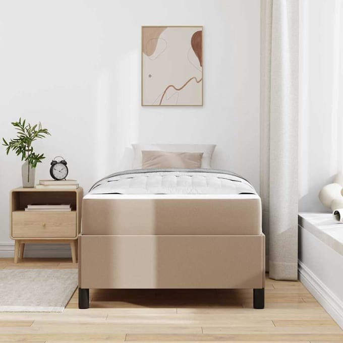 vidaXL - Bedframe - met - matras - Cappuccino - 80 - x - 200 - cm - Stof