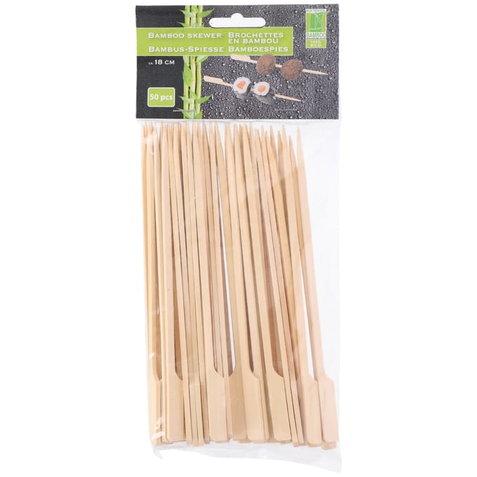 Hapjes/sate prikkers/peddel spiesjes - bamboe hout - 50x stuks - 18 cm - amuse/bbq/feestje - grote cocktailprikkers