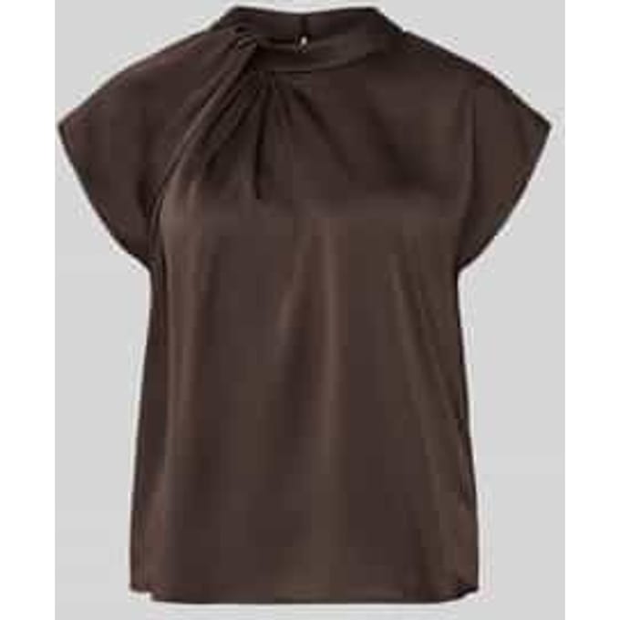 Blousetop van satijn met knoopdetail model 'Fleur Drapy'