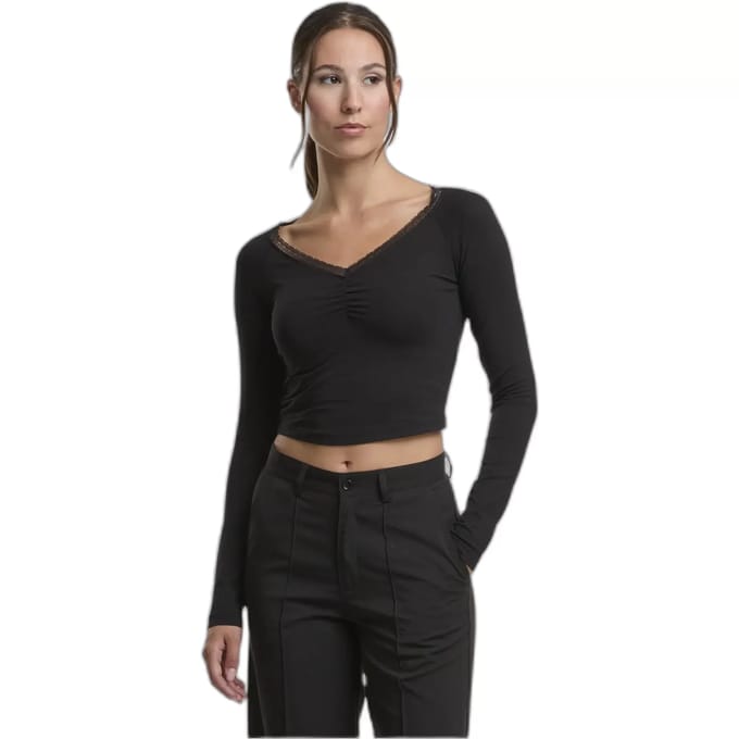 Urban Classics - Short longsleeve lace Longsleeve top - 3XL - Zwart
