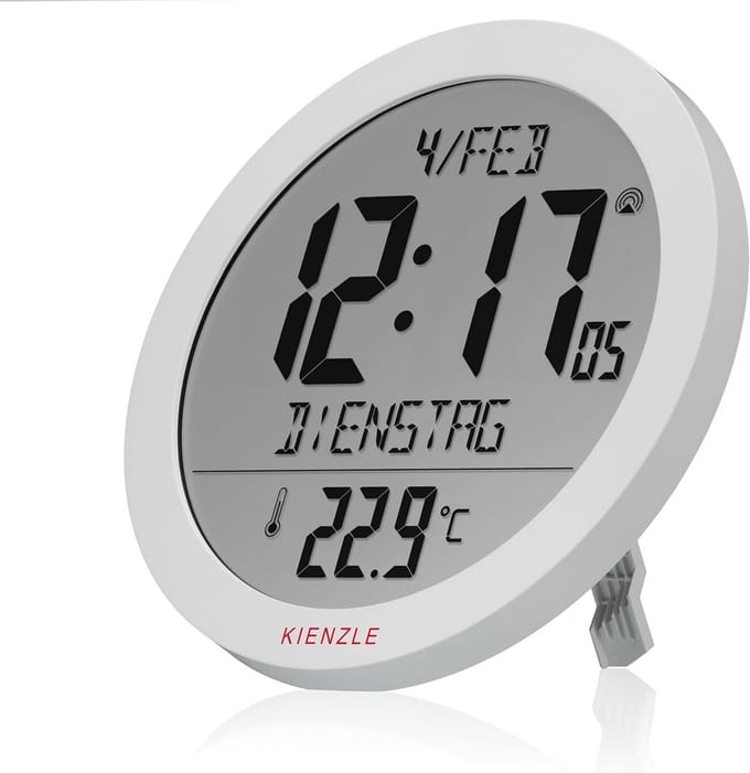 Radiogestuurde Wandklok en Tafelklok met Datum en Temperatuurweergave