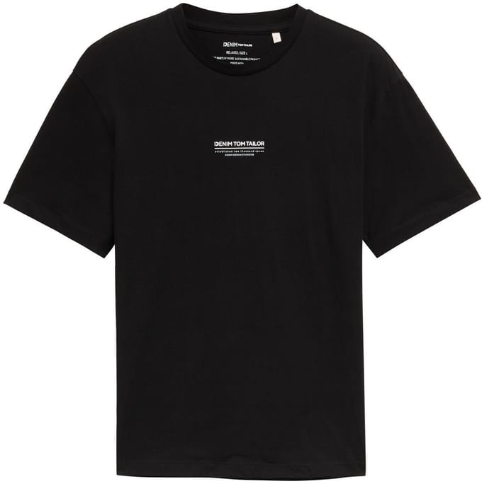 Tom Tailor Denim - T-shirt met relaxte pasvorm van katoen - Maat M - Black