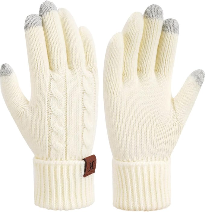 Warme Gebreide Touchscreen Handschoenen voor Dames - Winterwantjes met Elastische Manchet