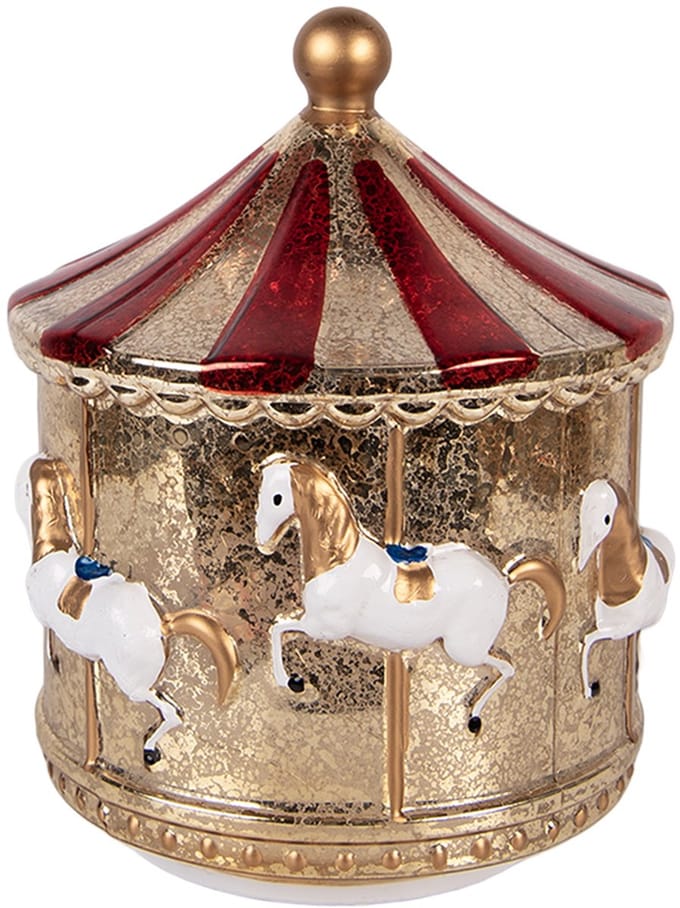 Clayre & Eef Kerstdecoratie met LED-verlichting Draaimolen Ø 15x17 cm Goudkleurig Glas