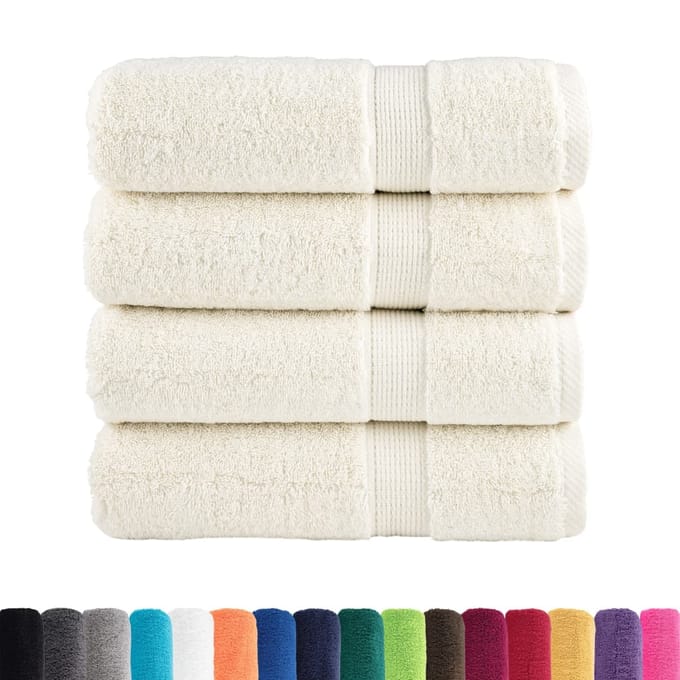 vidaXL - Badhanddoeken - SOLUND - 4 - st - 600 - g/m² - 70x140 - cm - crèmekleurig