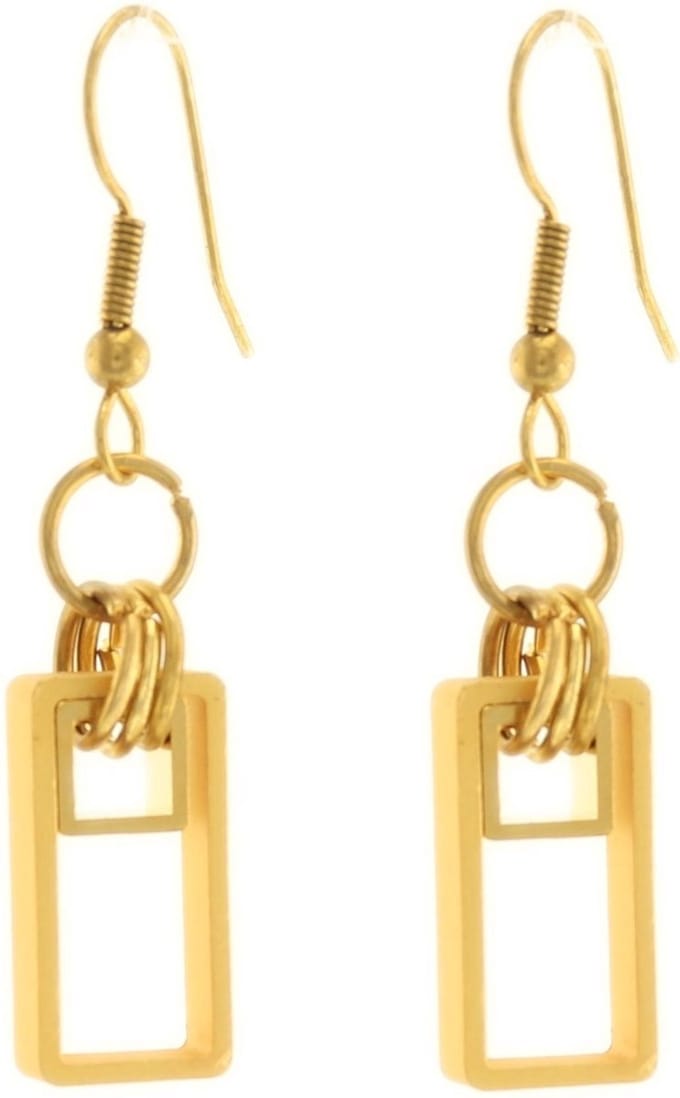 Behave - Oorbellen hangers rechthoek goudkleur modern minimal 4,5 cm