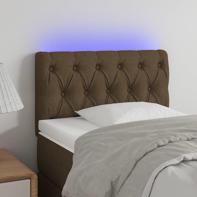 vidaXL - Hoofdbord - LED - 80x7x78/88 - cm - stof - donkerbruin