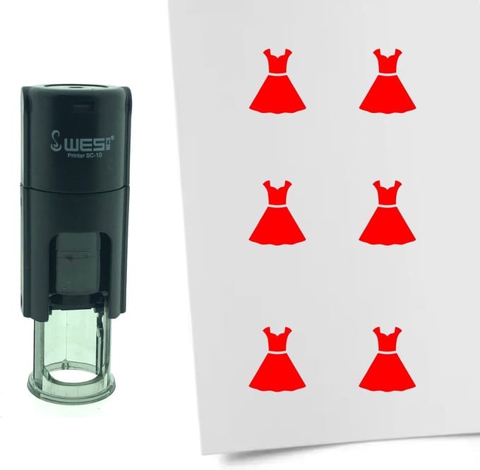CombiCraft Stempel Jurk 10mm rond - Rode inkt