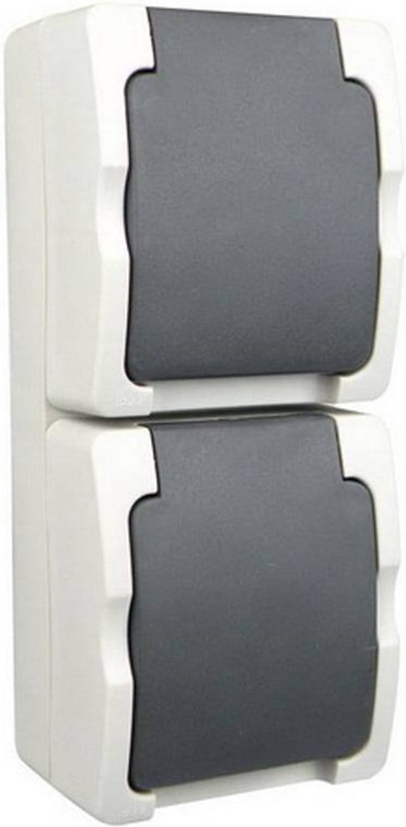 Ratio Duplex wandcontactdoos - spatwaterdicht - verticaal - IP44 - met deksel