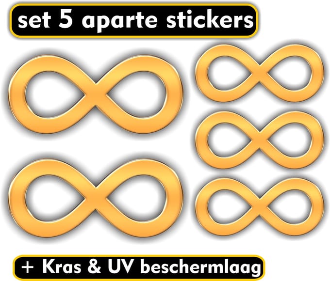 Jerma -Infinity - Stickers - Goud Geel - set 5 st - 2 x ± 11x5 - 3x 8x4 cm - Weerbestendig - Vinyl