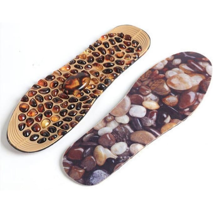 Semelles intérieures de masseur de pieds de coussin de pavé en caoutchouc mou pour des protections de chaussures L beige