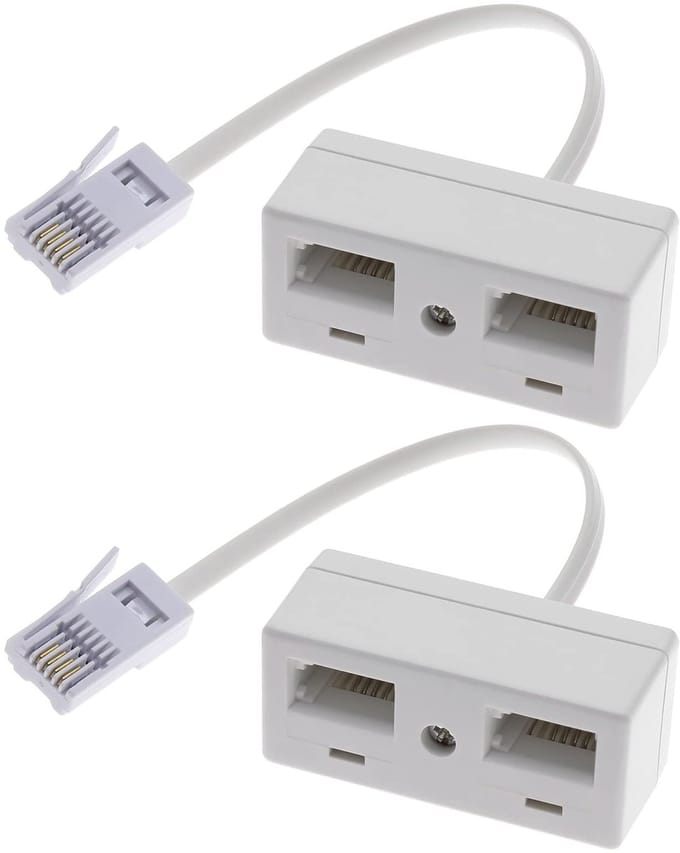 Dailygoody - Telefoon Splitter - Dubbele Telefoon Socket Adapter - Wit - BT Telefoon Adapter - Geschikt voor Britse Telefoons - RJ11 Adapter