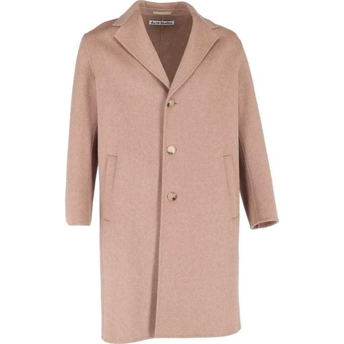 Lange jas van Acne Studios in beige wol