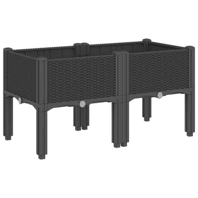 vidaXL - Plantenbak - met - poten - 80x40x42 - cm - polypropeen - zwart